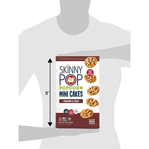 Image of SkinnyPop Cinnamon & Sugar Popcorn Mini Cakes, 12ct, 5oz Grocery Size Bags, Skinny Pop, Healthy Popcorn Snacks, Gluten Free