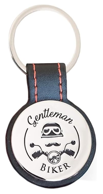 Jolis Papiers Porte clés Moto Rond Simili Cuir avec Motif Biker Complément de l'Etui Carte Grise Gentleman Biker Haute Qualité
