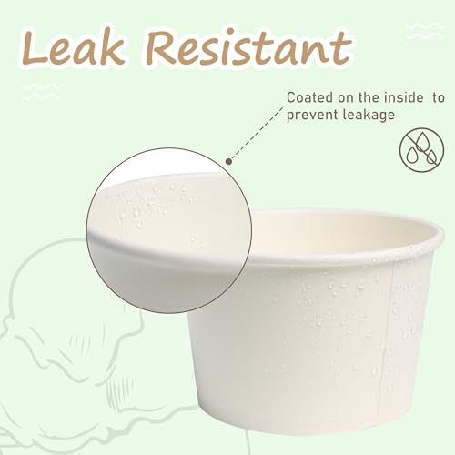 Image of ESSENTIAL Paper Ice Cream Cups with Lids, 120 Pcs 8oz Paper Snack Bowls