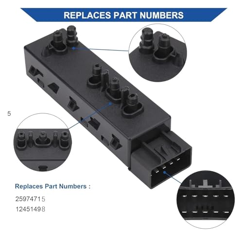Power Seat Control Switch Electric Seat Switch Front Adjustment Button for GMC for Acadia(Black Left Driver Side)