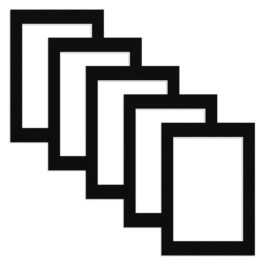 Alison Kingsgate 6X4 Black Picture Mount for frames - 5X3 Aperture - Pack 5