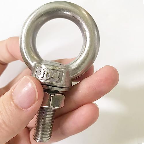 Image of Shoulder Eye Bolt, M10 Stainless Steel Eye Bolts 1.2 inch Heavy Duty EyeBolts Screws, 4 PCS M10 (Thread Length 30mm), Accessories Include Nuts and Washers Set