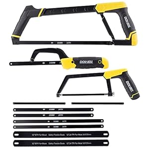 DOWELL Hacksaw Frame Set Heavy Duty Handsaw 12-inch 10-inch 6-inch Mini Hacksaw Hand Saw 8 Extra Blades Multi-function for Metal Wood PVC Pipes