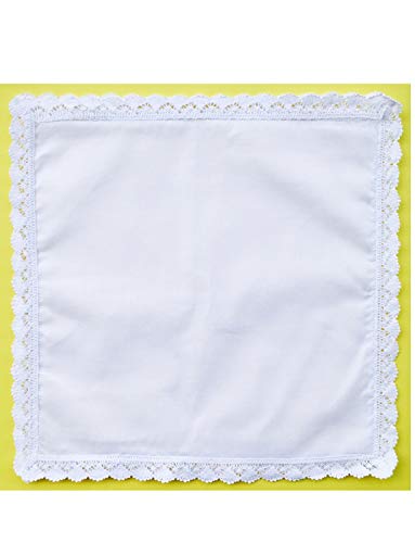 COCOUSM New Ladies White Cotton Handkerchiefs Crochet Lace Hanky -30cm2