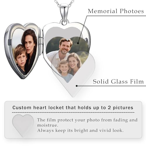 S925 Sterling Silver Heart Lockets Necklace That Holds Pictures Jewelry for Women Photo Pendant Necklace Memorial Jewelry Gift4