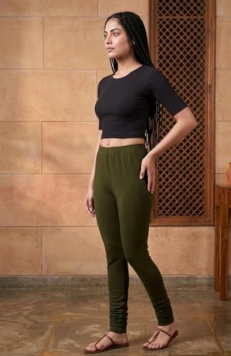 Image of Thrifty Thread Women's Cotton Full Length Leggings | Soft & Comfortable Leggings | High Waist | Regular Fit