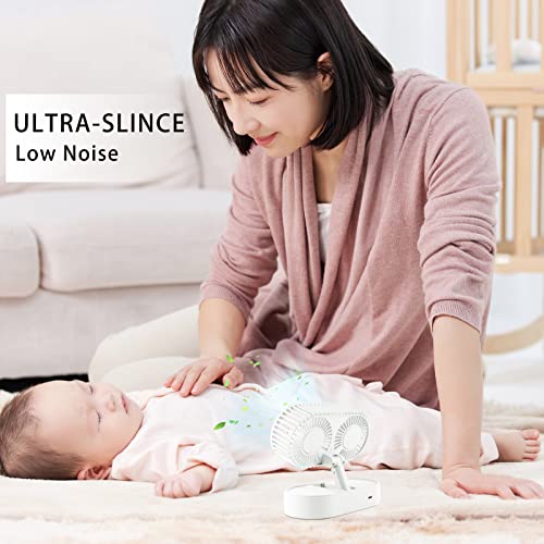 Double Motor Usb Desk Fan, Folding Portable 3 Speeds Usb Rechargeable, Desktop Table Fan By Usb Plug In, Rotatable Personal Fan For Home Office Bedroom Dorm Car Indoor Outdoor #TOP2