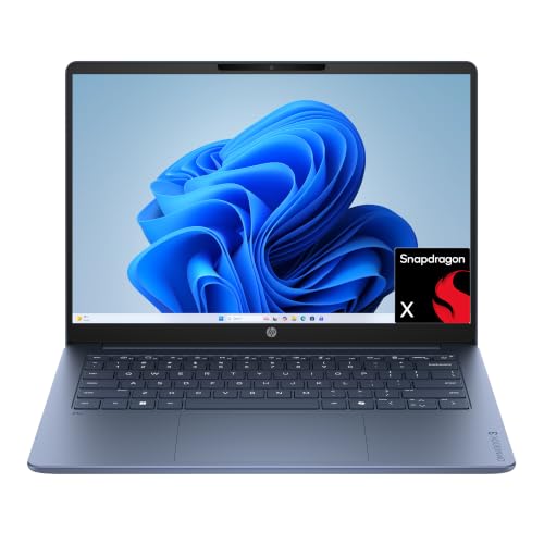 Image of HP OmniBook 3 14 inch Laptop AI PC, 2K Display, Snapdragon X X1-26-100, 8 GB RAM, 256 GB SSD, Qualcomm Adreno GPU, Windows 11 Home, Starlit Blue, 14-hz0488nr