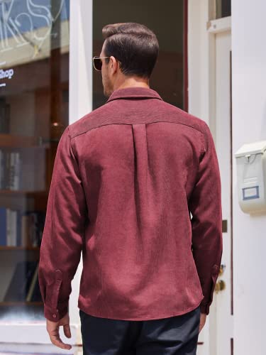 Image of COOFANDY Men's Corduroy Shirt Casual Button Down Shirt Jacket Lightweight Shacket
