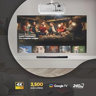 ViewSonic LX720-4K - Proiettore 4K con Google TV, 3500 ANSI lumen, HDR & HLG, zoom ottico 1,3X, ritardo di input 2,9 ms, auto H/V Keystone, proiettore laser per home cinema e gaming