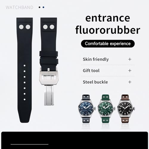 Bracelet caoutchouc pour IWC Big Pilot confortable à rivets - 2