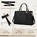 Laptop Bag for Women 15.6 inch Leather Laptop Tote Bag Large Computer Bag Waterproof Business Office Work Bag Briefcase with Satchel Purse 2pcs Set, Black