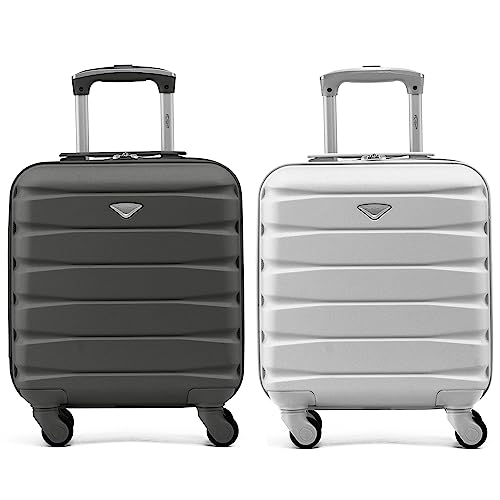 Flight Knight Suitcase Set of 2 Lightweight 4 Wheel ABS Hard Case Carry On Hand Luggage Approved for Over 35 Airlines Including easyJet, Maximum Size for KLM & Air France 55x35x25cm