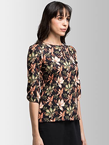 Image of FableStreet Women's Polyester Printed 3 /4thsleeve Regular Fit Top