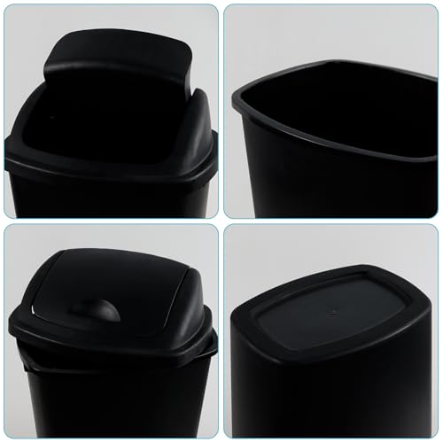 Canecas de basura plásticas negras de 6 galones, pack de 4 miniatura 3