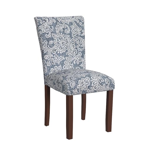 Benzara Jax Parsons Dining Chair Set of 2, Blue Jacobean