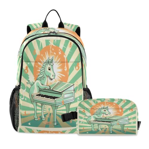 Sac à dos licorne anti-mal de dos avec sac à lunch pour écolier