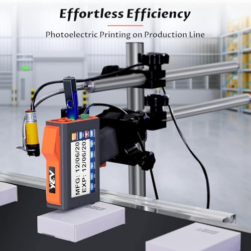 Image of YEV Handheld Inkiet Printer VP127 Upgraded Enhanced 16-Hour Continuous Printing with Photoelectric Sensor for Batch Numbers, Logos, Serial Numbers, Barcodes, and QR Codes on Various Materials (Orange)