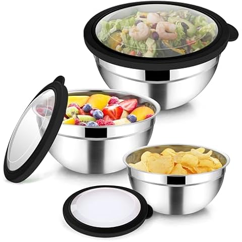 TeamFar Stainless Steel Mixing Bowls Set Cover