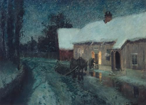 Pintura murales lienzo de la obra Noche de Fritz Thaulow para decoración del hogar 60x90cm