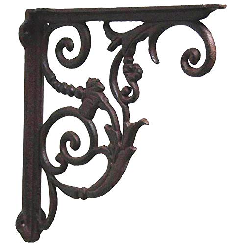 L'Héritier Du Temps Equerre Crédence Potence Murale en Fonte Marron Suspension Support pour Etagère 6x28x30cm