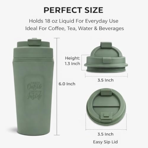 Image of SMAX 450ML Double Wall Coffee Mug with Lid | Reusable Travel Cup for Tea & Coffee | Office, Home & Travel | Green