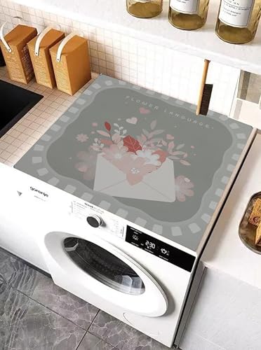 Image of Homecloud Non-Slip Washing Machine Mat - Durable Waterproof Protective Cover for Washer & Dryer, Dust-Resistant Mat Ideal for Laundry Room & Kitchen Appliances | 60x60cm (Grey)