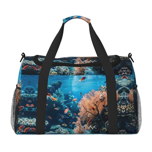 Coral Reef Foldable Travel Duffel Bag Tote Carry On Luggage Bag For Weekend Getaways, For Spontaneous Trips