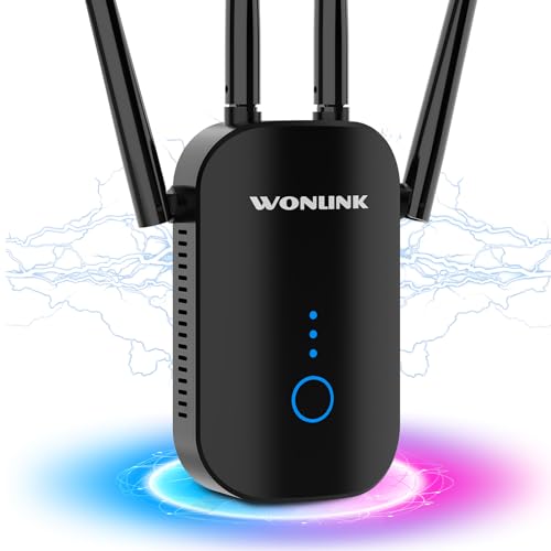 WONLINK Amplificador Señal WiFi, Repetidor WiFi Doble Banda 5G y 2.4GHz, Extensor de WiFi con Puerto Ethernet, Amplificador WiFi Potente con 4 Antenas, 1200Mbps WiFi Booster con WPS, MU-MIMO