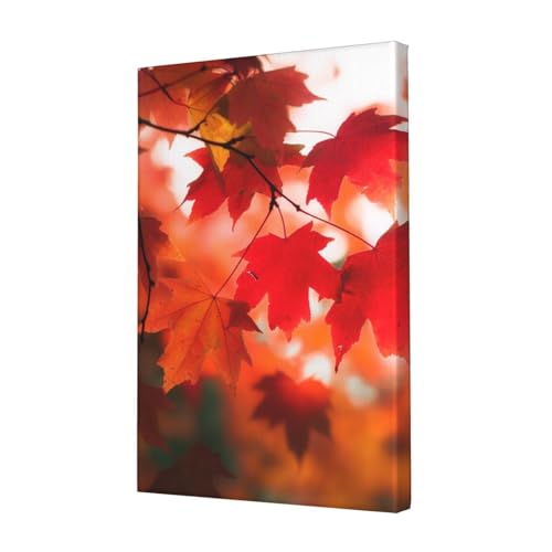 Toile murale rouge automne encadrée grand format pour salon