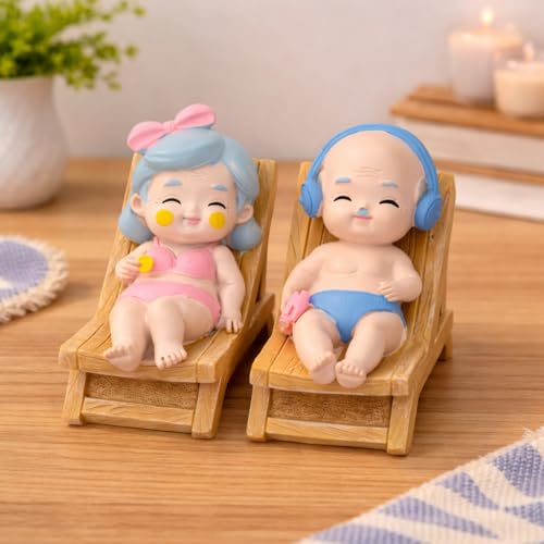 Image of CraftVatika Resin Old Couple Showpiece for Home Decor | Elderly Husband Wife Figurine for Parents & Grandparents | Decorative Tabletop Statue Birthday Valentine's Day Gift