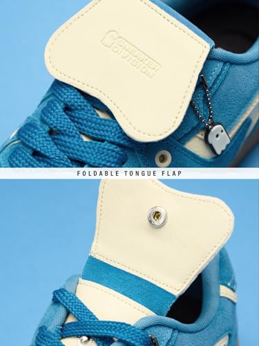 Image of The Souled Store UBZ Legacy: Blueprint Men and Boys Low Top Sneakers | Blue & Off-White Retro Trainer with Microfibre Suede, Cushioned Insole & Lightweight Build