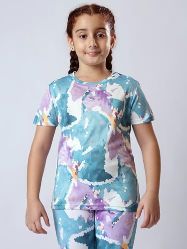 Image of Girl's Activewear Workout Set 2 Piece Athletic Sets Dry Fit Printed Tees And Leggings Yoga Running Dance 4-14Y