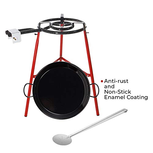 Vaello 18\" Outdoor Paella Set for up to 12 people with gas burner FREE Professional Spatula