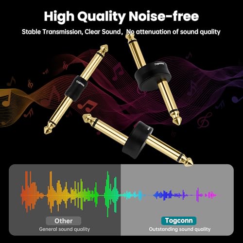 Image of 6.35mm to 6.35mm Adapter 4 Pack, Angle 1 /4 Quarter Inch TS Mono Male to Male Jack Plug, Gold-Plated Guitar Connectors, Audio Converter Premium Quality Series