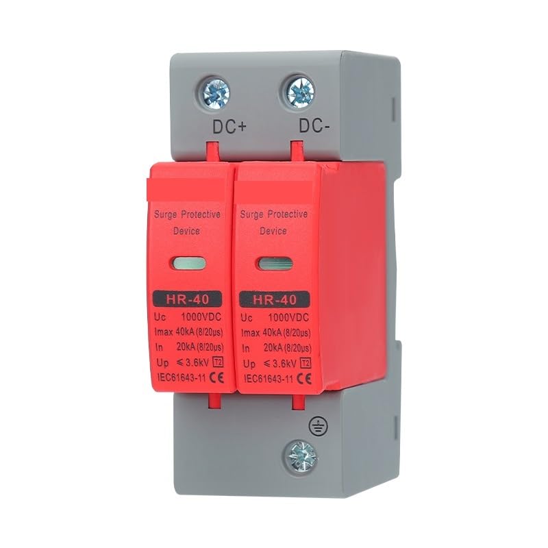 Low Voltage DC 2P Surge Protector Photovoltaic Lightning Protection 500V 800V 1000V with 0KA-40KA Current Rating(500V)