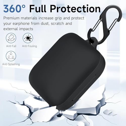 Image of WELCROS Silicone Case Cover for One-Plus Buds 3 with Carabiner (Black)
