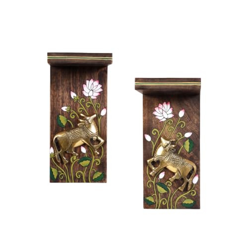 Image of AAKRITI ART CREATIONS Handcrafted Mango Wood Wall Sculptures for Home Decor | Brown Wooden Wall Hanging Decor Items | Living Room Decoration | Indian Handicraft Art | Housewarming Gift