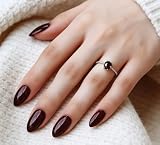 Sztuczne paznokcie 30 szt. krótkie paznokcie MouyouGlow, głębokie migdały Burgundy Wine Czerwone Elegancja, jednolity kolor, jakość do salonu, krótkie paznokcie, błyszcząca, ciemna wiśnia, zwykła