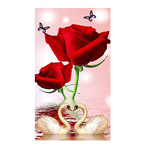 Peinture Diamant 5D DIY fleur rose décoration salon et bureau kit broderie adulte 50x100 cm