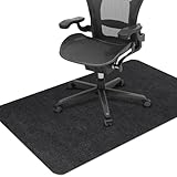 VZXZXE Bodenschutzmatte Bürostuhl Unterlage 140x90cm, Kratzfeste Schreibtischstuhl Unterlage für Parkett und Hartböden wie Laminat & Fliesen, rutschfeste Stuhlunterlage aus Polyester, Dunkelgrau