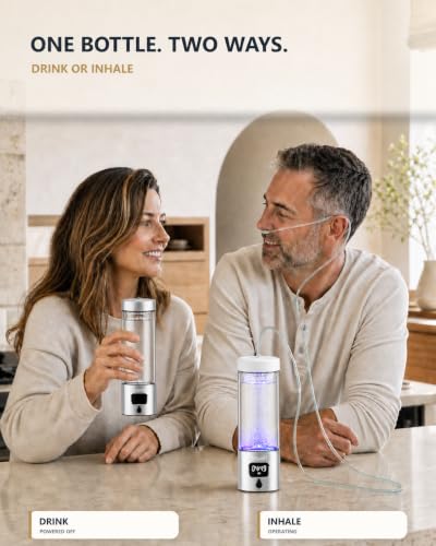 Image of Hydrogen Water Bottle - Portable, Rechargeable, LED Timer, Aluminum and Glass, 8000 PPB Hydrogen in 10 Minutes, 340ml Capacity, for Husband, Friend & Family, for Travel, Sports, Home, Office(Silver)