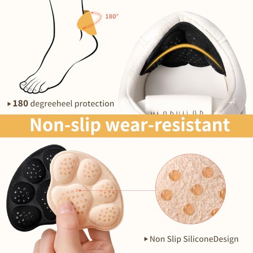 Image of 4 PRS 4D Cushioned Heel Grips - Pads for Big Shoes (Multi) | 4D non-slip massage pads designed to prevent heel slipping and blisters. Premium inserts for loose shoes too big.