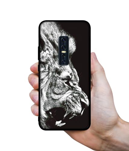 Image of Angry Lion Design Premium 2D Printed Metal Back Case Cover for Vivo V17 Pro 4G