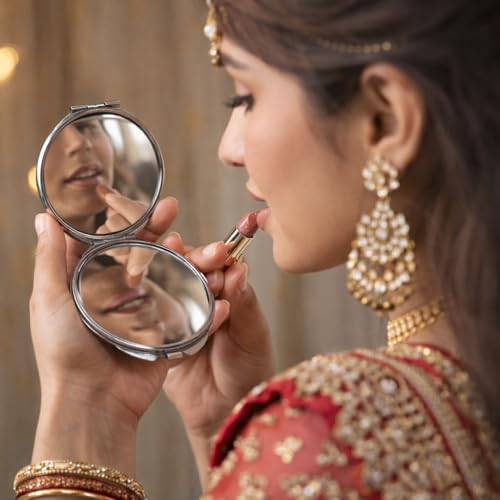Image of Rangoli Personalized Compact Mirror 2.5 Inch Custom Photo Pocket Mirror Double Sided Makeup Mirror Sublimation Print Travel Mirror Gift for Women.. D-13