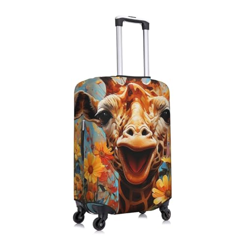 Funny giraffe Cute Sunflower Vintage Elastic Travel Luggage Cover Travel Suitcase Cover for Trunk Case 19''-32'' Luggage Protective Cover3