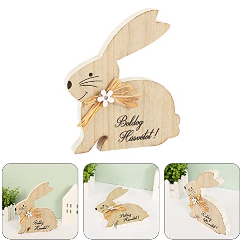 LUOZZY Ornamentos de mesa em formato de coelhinho de madeira da Páscoa para decoração de mesa