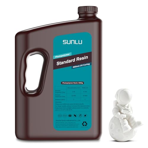 Image of SUNLU 3D Printer Resin 4kg, Fast Curing Standard 3D Resin for LCD DLP SLA Resin 3D Printers, 395 to 405nm UV Curing 3D Printing Liquid Photopolymer Resin, Low Shrinkage, High Precision, 4000g, White