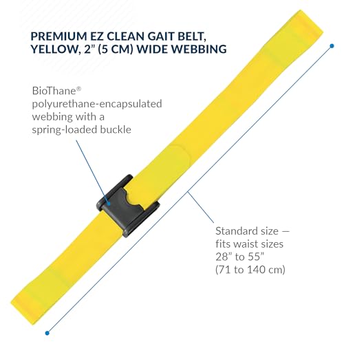 Posey 6546Y Premium EZ Clean Gait Belt With Spring-Loaded Buckle, Yellow, 60" - Thumbnail 3