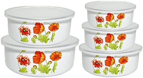 Mixing Bowls Sets for Kitchen Serving Fruit Cereal Ice Cream Salads Prepared Bowls 5 pieces with Lid Metal Prep Baby Bowls Sugar Candy Nesting Food Storage Food Container Bowl